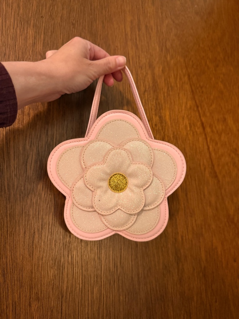 Cat & Jack Girls Toddler Kids Baby Pink Flower Shaped Mini Glitter Purse
